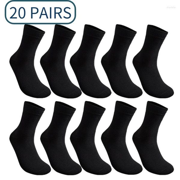 Chaussettes pour hommes 20 paires/ensemble affaires coton tenue décontractée chaussette équipage doux respirant printemps été antibactérien mâle noir blanc