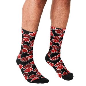 Chaussettes pour hommes 2021 drôle Anime rouge nuages motif imprimé Hip Hop hommes heureux mignon garçons Style de rue fou pour