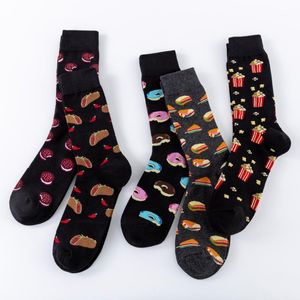 Herensokken 2021 Grappige sandwich Hamburger Donut Cookie Wedding Men Pattern Crew Combed Cotton Novely Skateboard Socks1