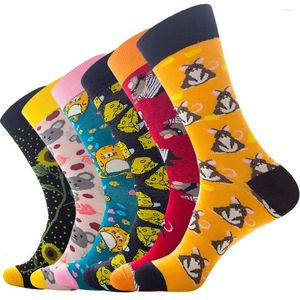 Chaussettes pour hommes 2022 automne hiver hommes dessin animé drôle Hamster fromage imprimé Calcetines Harajuku Hip Hop coton peigné heureux