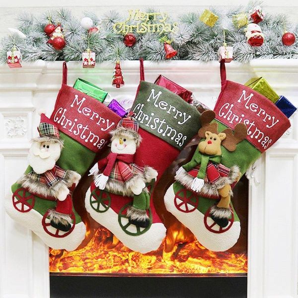 Calcetines de hombre 2022, medias de Navidad, bolsa de dulces de Papá Noel, regalo de calcetín, decoración de Navidad para niños, adornos de árbol para el hogar