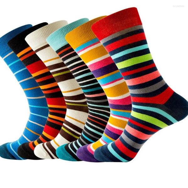 Chaussettes pour hommes 2022 mode coloré rayé géométrique hommes dégradé rue marée mi-tube décontracté drôle coton pour