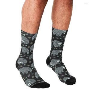 Chaussettes pour hommes 2022 drôle hommes Harajuku ratons laveurs imprimé heureux Hip Hop nouveauté planche à roulettes équipage décontracté fou