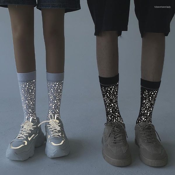 Chaussettes pour hommes 2022 rue pour femmes et hommes réfléchissantes avec étoiles nouveauté unisexe Couples sport drôle en gros