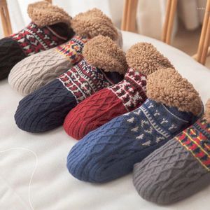 Calcetines para hombres 2024 invierno grueso lana hombres espesar cálido hogar dormitorio zapatillas mujeres antideslizante pie calentador nieve moda impresiones