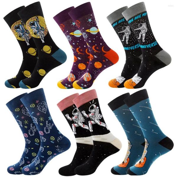 Calcetines para hombre 20 par/lote venta al por mayor gota feliz para hombre raya Harajuku cielo estrellado fruta comida divertido vestido de algodón