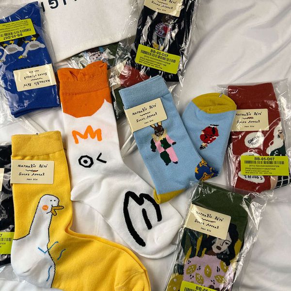 Calcetines para hombres 22SS Han China-Chic Brand Fairy Cualle Socks para hombres y mujeres Tubo mediano Spring and Summer Algodón Cute Sports Socks IMBP