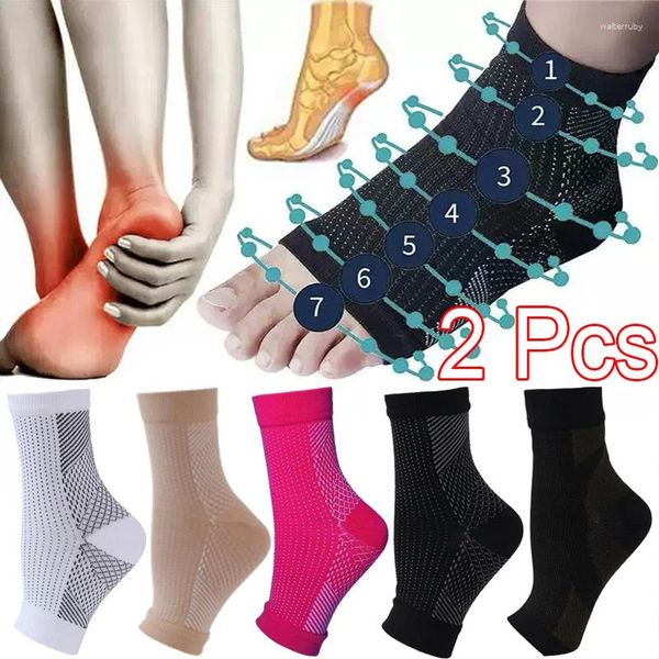 Calcetines para hombre 2 uds pie antifatiga tobillo calcetín soporte alivio dolor compresión para hombres mujeres deporte correr manga