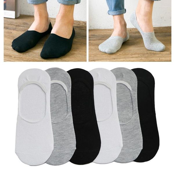 Chaussettes pour hommes 3/4/5 paires No Show pour hommes femmes Invisible bateau court antidérapant coton mâle décontracté affaires coupe basse chaussette pantoufles