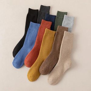 Chaussettes pour hommes 3 paires automne hiver Terry chaud épais velours couleur unie