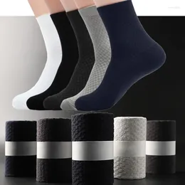 Calcetines para hombres 3 pares de bambú fibra de carbón desodorante primavera verano color sólido tubo intermedio negocio calcetines calcetines calcetines