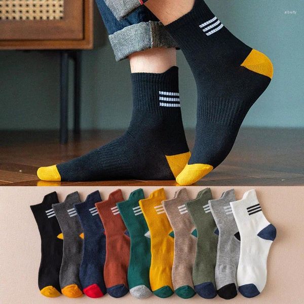 Chaussettes pour hommes 3 paires coton hommes tube long tube tendance chaussettes de sport de rue printemps automne hiver respirant stocks pour étudiants taille 39-44