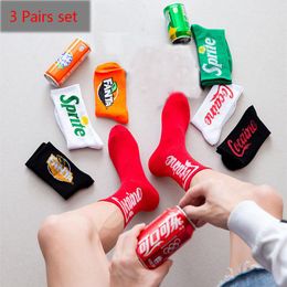 Chaussettes Homme 3 Paires Mode Homme Coton Coke Lot Rue Jeune Garçon Hip Hop Femme Ins Skateboard Vert Sprite