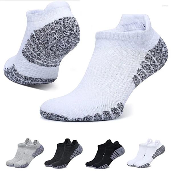 Calcetines para hombres 3 pares divertidos engrosados toalla inferior corriendo algodón barco antideslizante absorbente de sudor transpirable deportes para hombre