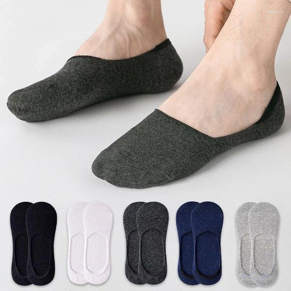 Chaussettes invisibles pour hommes, 3 paires, courtes à la cheville, sans spectacle, basses, en coton, noir, blanc, antidérapantes, en Silicone, chaussettes fines d'été, respirantes