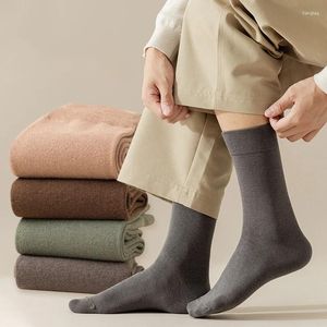 Chaussettes pour hommes 3 paires/lot coton épais hiver pieds chauds couleur Pure haute qualité mode Harajuku mi baignoire longue chaussette confort
