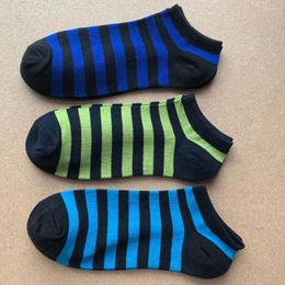 Chaussettes pour hommes 3 paires/lot ensemble de grande taille pour hommes avec des rayures de mode coton Invisible hommes cheville décontracté