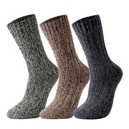 Men's Socks 3 Pairs Men Socks Merino Wool Thick Warm Snow Winter Sock High Quality Casual Fur Male Soft Solid Color Women's Long Socks 220923