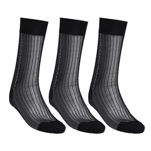 Chaussettes pour hommes 3 paires hommes sur le mollet Jacquard bas rayé pure soie élasticité respirant hommes mode Business334V