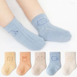 Chaussettes pour hommes 3 paires de bébé printemps coton couleur unie mignon dessin animé garçons respirant absorbant la sueur mince filles courtes