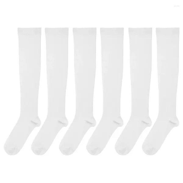 Calcetines para hombres 3 pares deportes para hombre fútbol blanco tubo de softbol mujeres poliéster compresión alto becerro alto