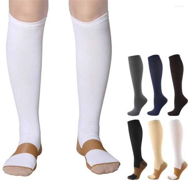 Calcetines para hombre, 3 pares, medias hasta la rodilla para hombre y mujer, promoción de circulación sanguínea, compresión adelgazante, antifatiga, cómodos largos