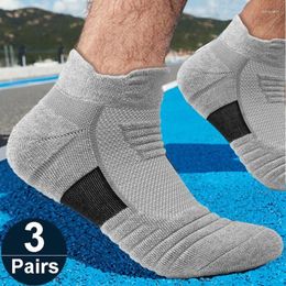 Chaussettes masculines 3 paires / lot sportives compression professionnelle respirable confort de basket-ball extérieur cheville pour hommes