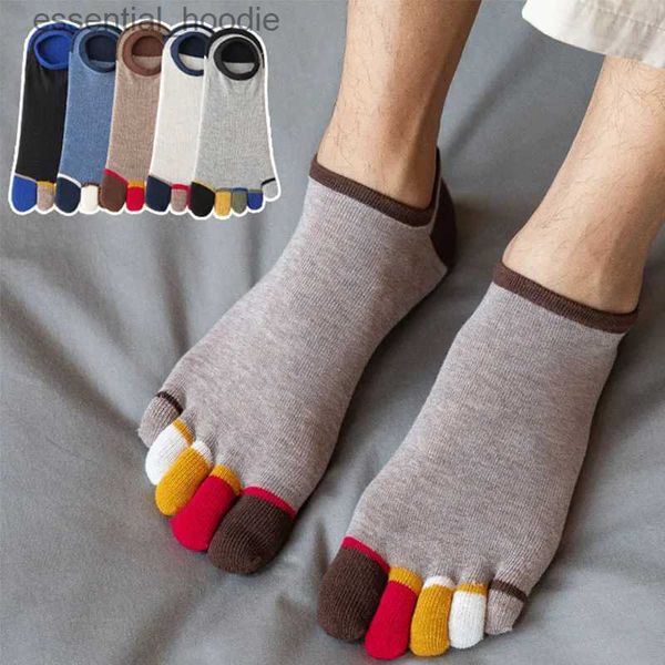 Calcetines para hombre 3 pares de dedos del pie para hombre coloridos transpirables No Show Five Toe algodón absorbente de sudor Casual 5 dedos cortos para MenC24315