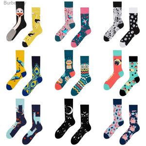 Men's Socks 3Pairs New Arrival Ins Animal Fun Jacquard for Men/Women AB Style Swallow Couple Mid-tube Cotton StreetwearL231016
