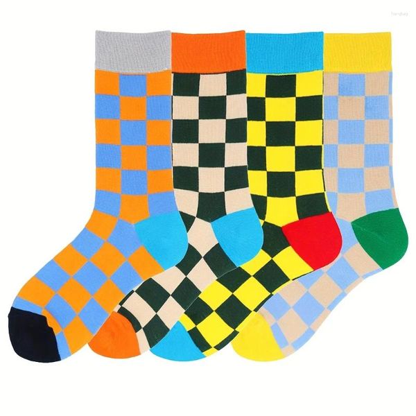 Chaussettes pour hommes 4 paires d'amusement et de roman chaud doux pour l'automne hiver décontracté dessin animé coloré petite jambe de taille moyenne