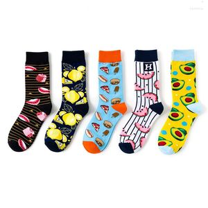 Herensokken 43 patronen 1 paar katoen unisex dames straat skateboard gelukkige dame fruit print harajuku cadeau citroen grappige meisjes jurk sox