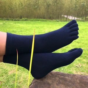 Chaussettes pour hommes 5 doigts orteil coton antibactérien respirant désodorisation prévenir le béribéri noir couleur unie homme d'affaires