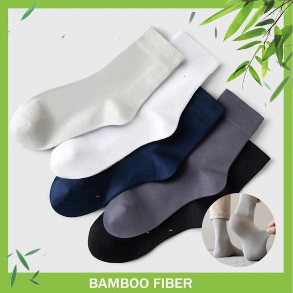 Calcetines para hombre, paquete de 5, vestido de tripulación de bambú transpirable para hombre, absorción de humedad, senderismo, deportes, tobillo informal, regalo para él, sólido