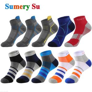 Chaussettes pour hommes 5 paires/lot hommes chaussettes de sport court Sport course coton été cheville décontracté rouge bleu marque chaussettes offre spéciale