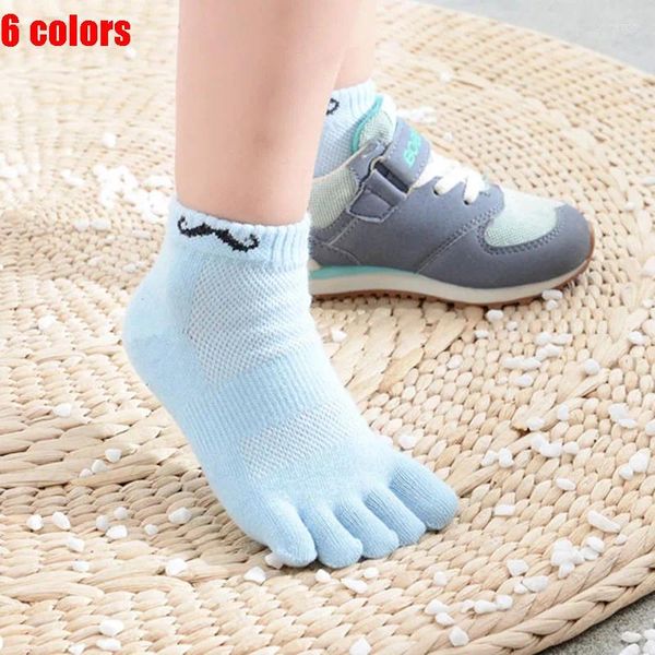 Calcetines para hombres 5 pares Bebé Pure Cotton Toe Short Cartoon Beard Patrón Sólido Negro Blanco Azul Púrpura Calcetín Niños Casual Crew Finger