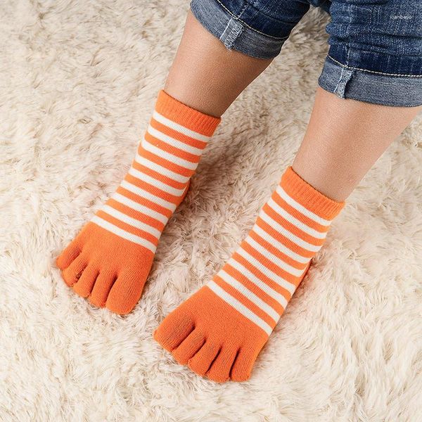 Chaussettes masculines 5 paires pour enfants peigned coton toe mode rayé cinq doigts pour enfants garçon fille respirante à cinq tours 6 couleurs