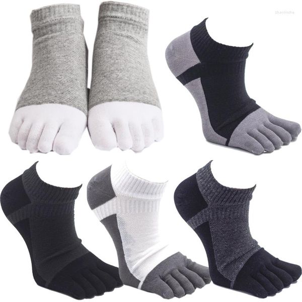 Calcetines para hombres 5 pares de algodón peinado cinco dedos para hombre deportes transpirable cómodo formando anti fricción con dedos de los pies UE 39-44