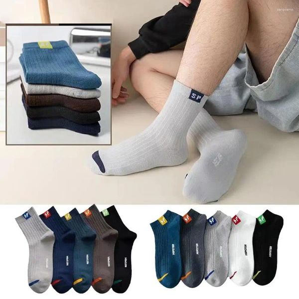 Chaussettes pour hommes 5 paires coton respirant cheville bateau homme sport d'été déodorant chaussette pour étudiants garçons T6V5