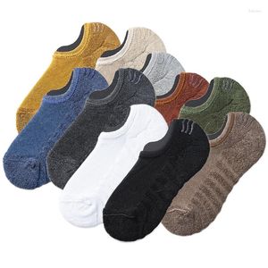 Calcetines para hombre 5 pares de algodón de corte bajo para hombre de alta calidad tobillo antideslizante transpirable casual color sólido verano otoño calcetín corto para hombre