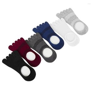 Chaussettes Homme 5 Paires Cinq Doigts Bateau Pur Coton Antidérapant Bout Fendu Coupe Basse Invisible Élastique Couleur Unie Décontracté Court Sox Meias