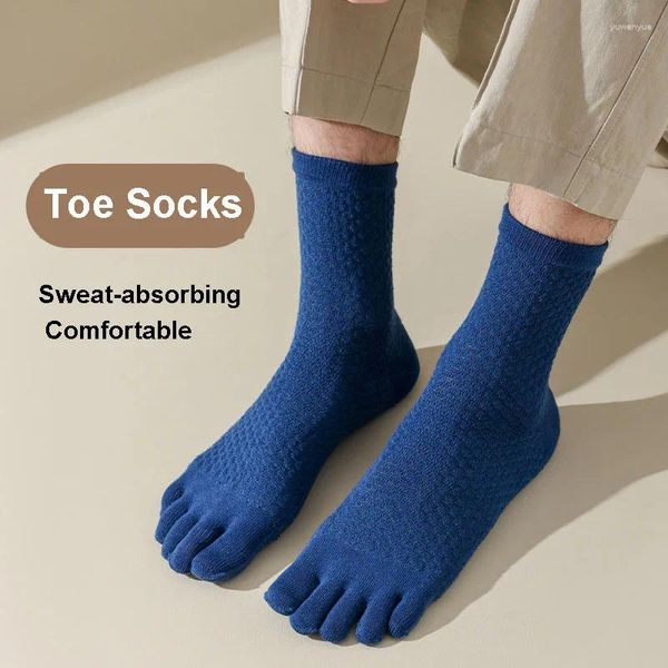 Chaussettes pour hommes 5 paires cinq orteils épais Tube central solide orteil coton Massage décontracté absorbant la sueur respirant doigt chaussette