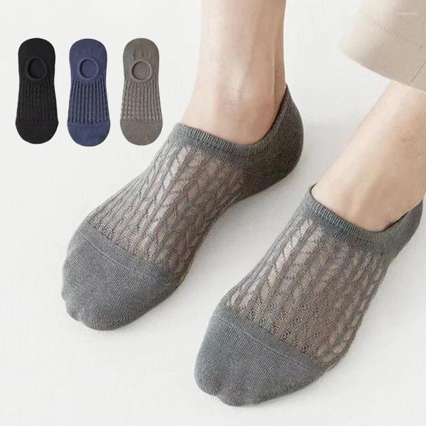 Chaussettes pour hommes 5 paires invisibles bateau hommes été respirant maille cheville silicone anti-dérapant bouche peu profonde court sport envoi rapide