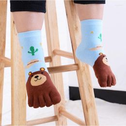 Mannen Sokken 5 Pairs Kinderen Katoen Teen Voor Peuter Baby Jongen Meisje Leuke Dier Beer Cactus Cartoon Vijf Vingers 3-7-12 Kinderen Gift