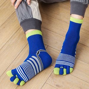 Chaussettes pour hommes 5 paires/lot Sport athlétique cinq doigts pur coton épais chaud couleur vive mode déodorant heureux avec les orteils