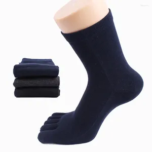 Chaussettes pour hommes 5 paires homme solide affaires avec orteils noir blanc cinq doigts tricoté coton bonneterie femme bout court de haute qualité