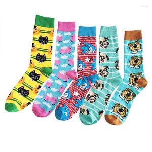 Chaussettes pour hommes 5 paires de coton pour hommes marque Cool Cartoon Tube