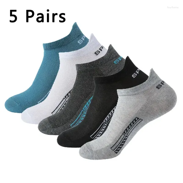 Chaussettes pour hommes 5 paires hommes courts coton et femmes bas haut maille respirant cheville doux sport décontracté