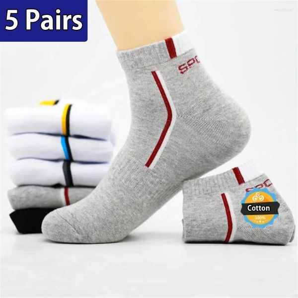 Chaussettes pour hommes 5 paires hommes sport printemps automne été tube bas cheville coton respirant absorbant la sueur invisible bateau court