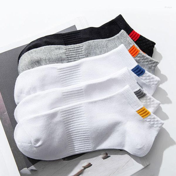 Chaussettes Homme 5 Paires De Coton Bateau Couleur Unie Décontracté Respirant Absorbant La Sueur Étalonnage Cheville