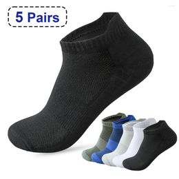 Chaussettes masculines 5 paires courtes sports minces coton sueur absorbant anti-odor respirant coulant la cheville 38-45